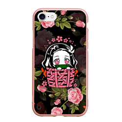 Чехол iPhone 7/8 матовый KIMETSU NO YAIBA, цвет: 3D-светло-розовый