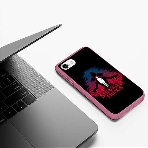 Чехол iPhone 7/8 матовый STRANGER THINGS / 3D-Малиновый – фото 3