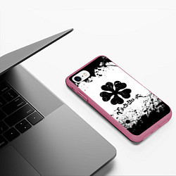 Чехол iPhone 7/8 матовый ЧЁРНЫЙ КЛЕВЕР, цвет: 3D-малиновый — фото 2