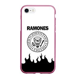 Чехол iPhone 7/8 матовый RAMONES, цвет: 3D-малиновый
