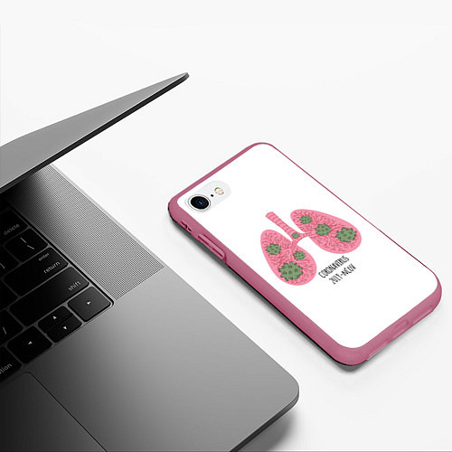 Чехол iPhone 7/8 матовый Coronavirus / 3D-Малиновый – фото 3