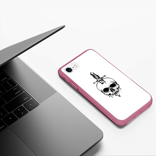 Чехол iPhone 7/8 матовый Череп / 3D-Малиновый – фото 3