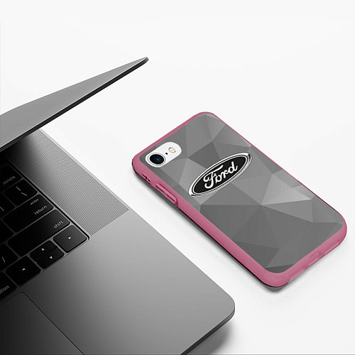 Чехол iPhone 7/8 матовый Ford чб / 3D-Малиновый – фото 3