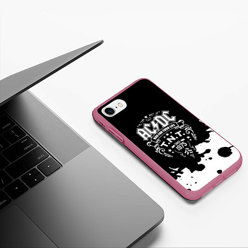 Чехол iPhone 7/8 матовый ACDC TNT / 3D-Малиновый – фото 3