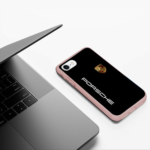 Чехол iPhone 7/8 матовый PORSCHE / 3D-Светло-розовый – фото 3