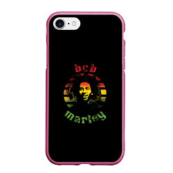 Чехол iPhone 7/8 матовый Боб Марли, цвет: 3D-малиновый