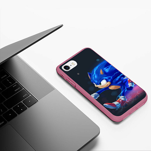 Чехол iPhone 7/8 матовый SONIC / 3D-Малиновый – фото 3