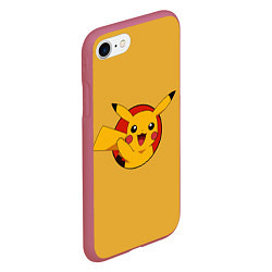 Чехол iPhone 7/8 матовый Pikachu, цвет: 3D-малиновый — фото 2