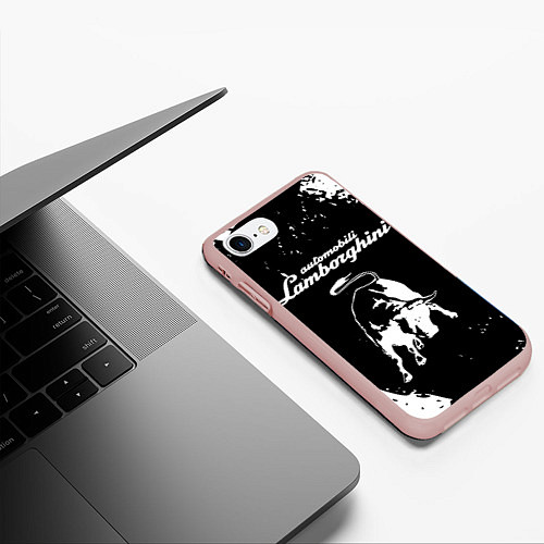 Чехол iPhone 7/8 матовый Lamborghini / 3D-Светло-розовый – фото 3