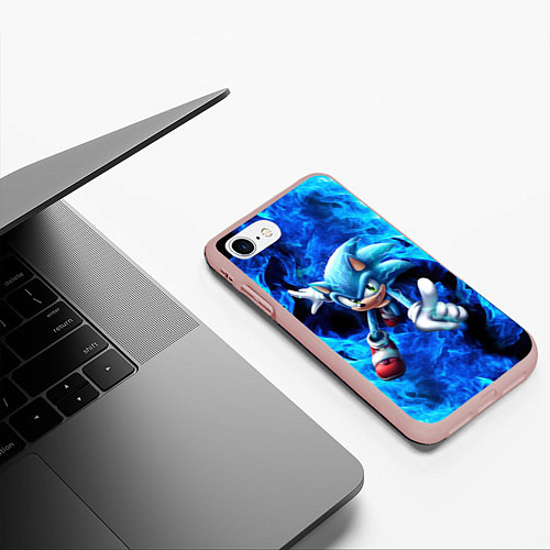 Чехол iPhone 7/8 матовый Blue Sonic / 3D-Светло-розовый – фото 3