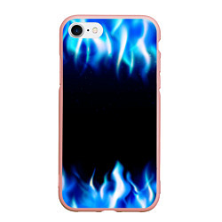 Чехол iPhone 7/8 матовый Синий Огонь, цвет: 3D-светло-розовый