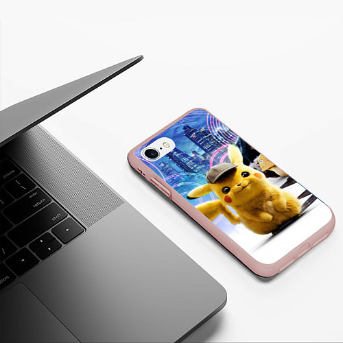 Чехол iPhone 7/8 матовый Детектив Пикачу / 3D-Светло-розовый – фото 3