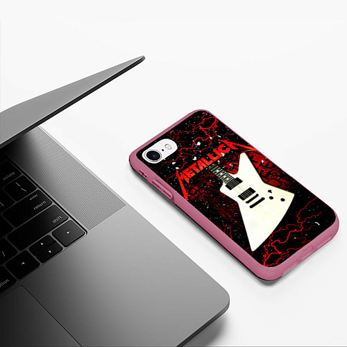 Чехол iPhone 7/8 матовый Metallica / 3D-Малиновый – фото 3