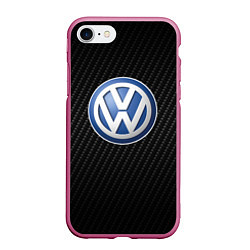 Чехол iPhone 7/8 матовый Volkswagen Logo, цвет: 3D-малиновый