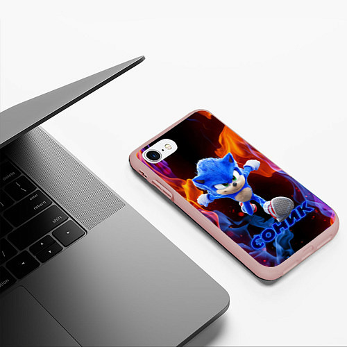 Чехол iPhone 7/8 матовый SONIC / 3D-Светло-розовый – фото 3