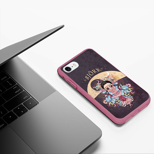 Чехол iPhone 7/8 матовый Bjork / 3D-Малиновый – фото 3