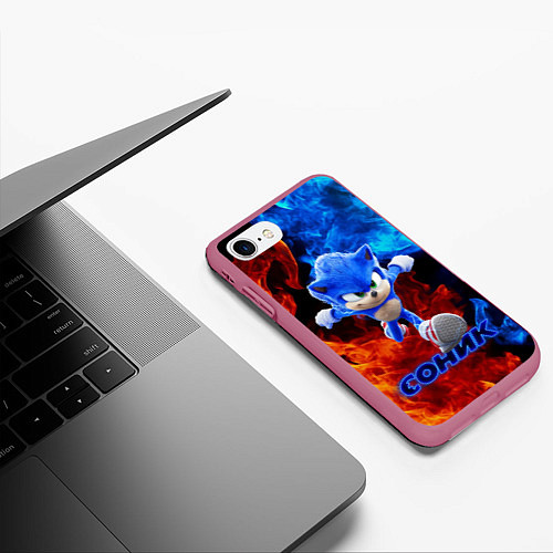 Чехол iPhone 7/8 матовый SONIC / 3D-Малиновый – фото 3