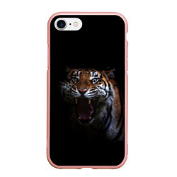 Чехол iPhone 7/8 матовый Тигр, цвет: 3D-светло-розовый