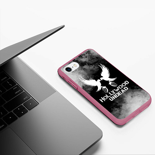 Чехол iPhone 7/8 матовый Hollywood Undead / 3D-Малиновый – фото 3