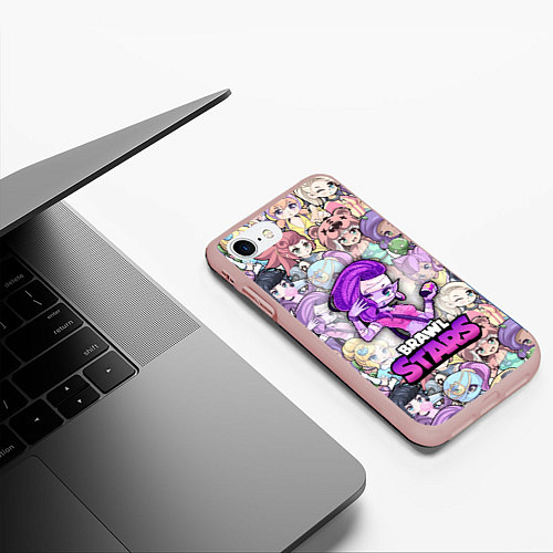 Чехол iPhone 7/8 матовый BrawlStars Girls Oko / 3D-Светло-розовый – фото 3