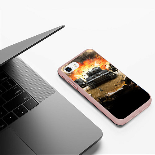 Чехол iPhone 7/8 матовый ТАНКИ / 3D-Светло-розовый – фото 3