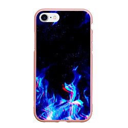 Чехол iPhone 7/8 матовый СИНИЙ ОГОНЬ ГЛИТЧ, цвет: 3D-светло-розовый