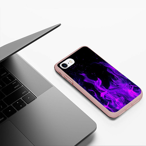 Чехол iPhone 7/8 матовый ФИОЛЕТОВЫЙ ОГОНЬ / 3D-Светло-розовый – фото 3