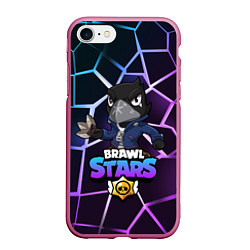 Чехол iPhone 7/8 матовый BRAWL STARS CROW, цвет: 3D-малиновый