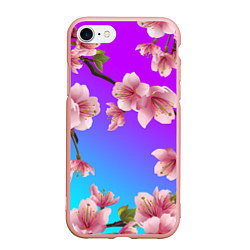 Чехол iPhone 7/8 матовый САКУРА ВИШНЯ, цвет: 3D-светло-розовый