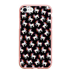 Чехол iPhone 7/8 матовый Единороги, цвет: 3D-светло-розовый