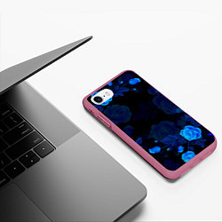 Чехол iPhone 7/8 матовый СИНИЕ РОЗЫ, цвет: 3D-малиновый — фото 2