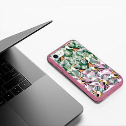 Чехол iPhone 7/8 матовый Туканы, цвет: 3D-малиновый — фото 2