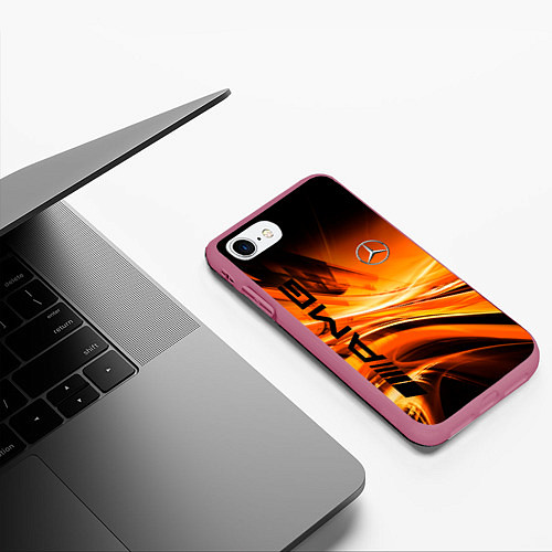 Чехол iPhone 7/8 матовый MERCEDES / 3D-Малиновый – фото 3