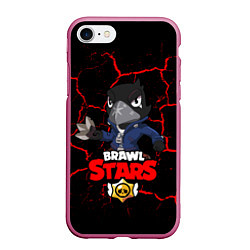 Чехол iPhone 7/8 матовый BRAWL STARS CROW, цвет: 3D-малиновый