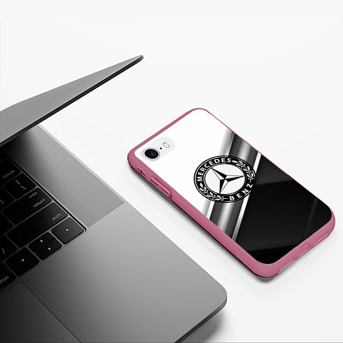 Чехол iPhone 7/8 матовый MERCEDES-BENZ / 3D-Малиновый – фото 3