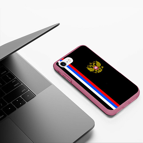 Чехол iPhone 7/8 матовый РОССИЯ / 3D-Малиновый – фото 3