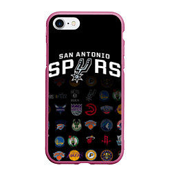 Чехол iPhone 7/8 матовый San Antonio Spurs 2, цвет: 3D-малиновый