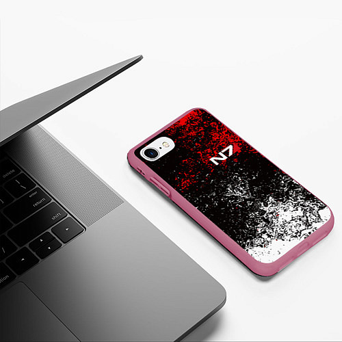 Чехол iPhone 7/8 матовый MASS EFFECT N7 / 3D-Малиновый – фото 3