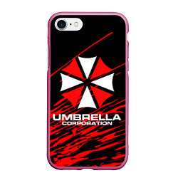 Чехол iPhone 7/8 матовый Umbrella Corporation, цвет: 3D-малиновый