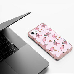 Чехол iPhone 7/8 матовый Розовый фламинго, цвет: 3D-светло-розовый — фото 2