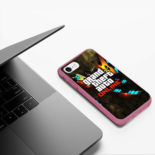 Чехол iPhone 7/8 матовый GTA:Online / 3D-Малиновый – фото 3