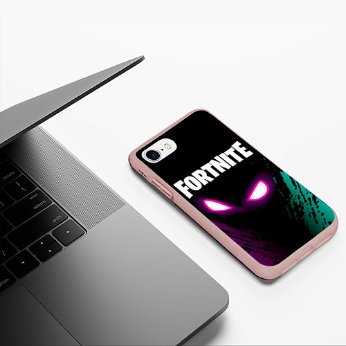 Чехол iPhone 7/8 матовый FORTNITE / 3D-Светло-розовый – фото 3