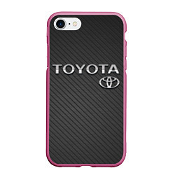 Чехол iPhone 7/8 матовый Toyota Carbon, цвет: 3D-малиновый