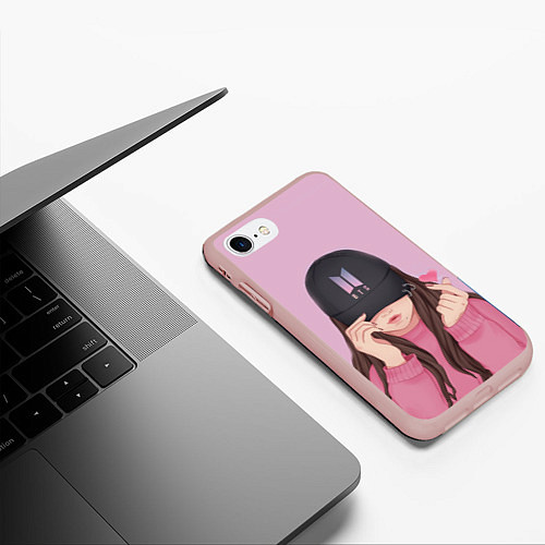 Чехол iPhone 7/8 матовый BTS / 3D-Светло-розовый – фото 3