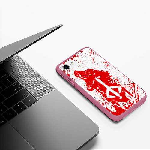 Чехол iPhone 7/8 матовый BLOODBORNE / 3D-Малиновый – фото 3
