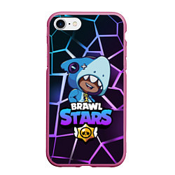 Чехол iPhone 7/8 матовый Brawl Stars LEON SHARK, цвет: 3D-малиновый