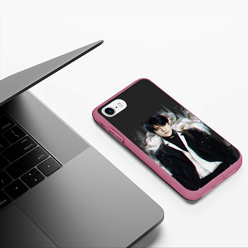 Чехол iPhone 7/8 матовый BTS / 3D-Малиновый – фото 3