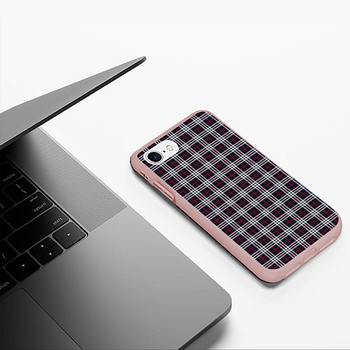 Чехол iPhone 7/8 матовый Классические в клеточку / 3D-Светло-розовый – фото 3