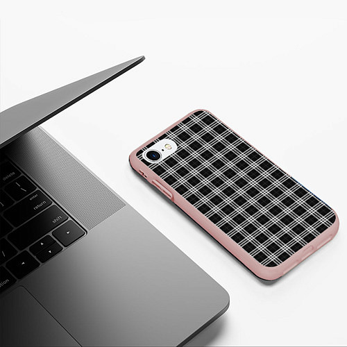 Чехол iPhone 7/8 матовый Шотландка / 3D-Светло-розовый – фото 3