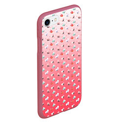 Чехол iPhone 7/8 матовый Пижамный цветочек, цвет: 3D-малиновый — фото 2